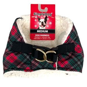 SimplyDog Plaid Dog Harness, Red, Green, Cream, Medium
